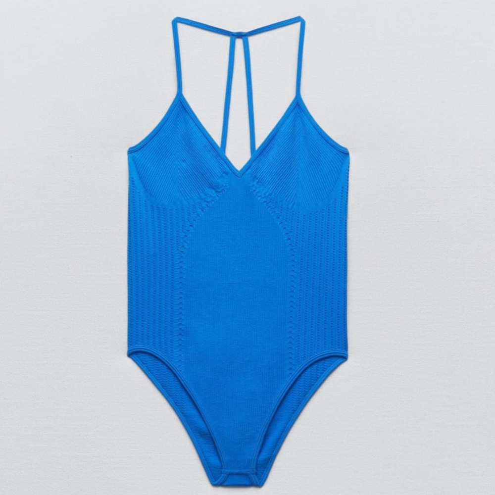 Zara electric blue perforated seamless bodysuit - Picture 5 of 9